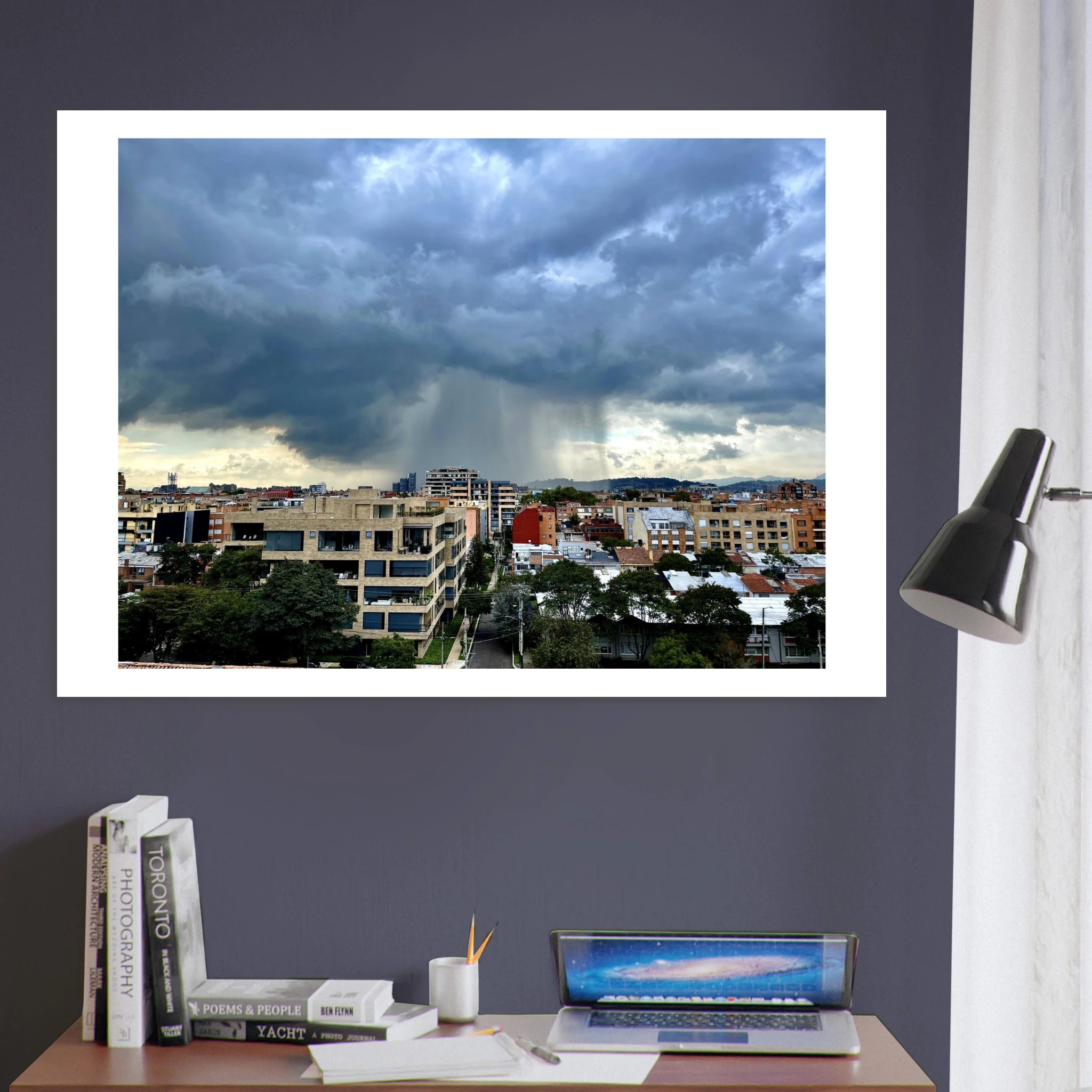 Raining over Bogotá detail – rain cloud over city fine art print