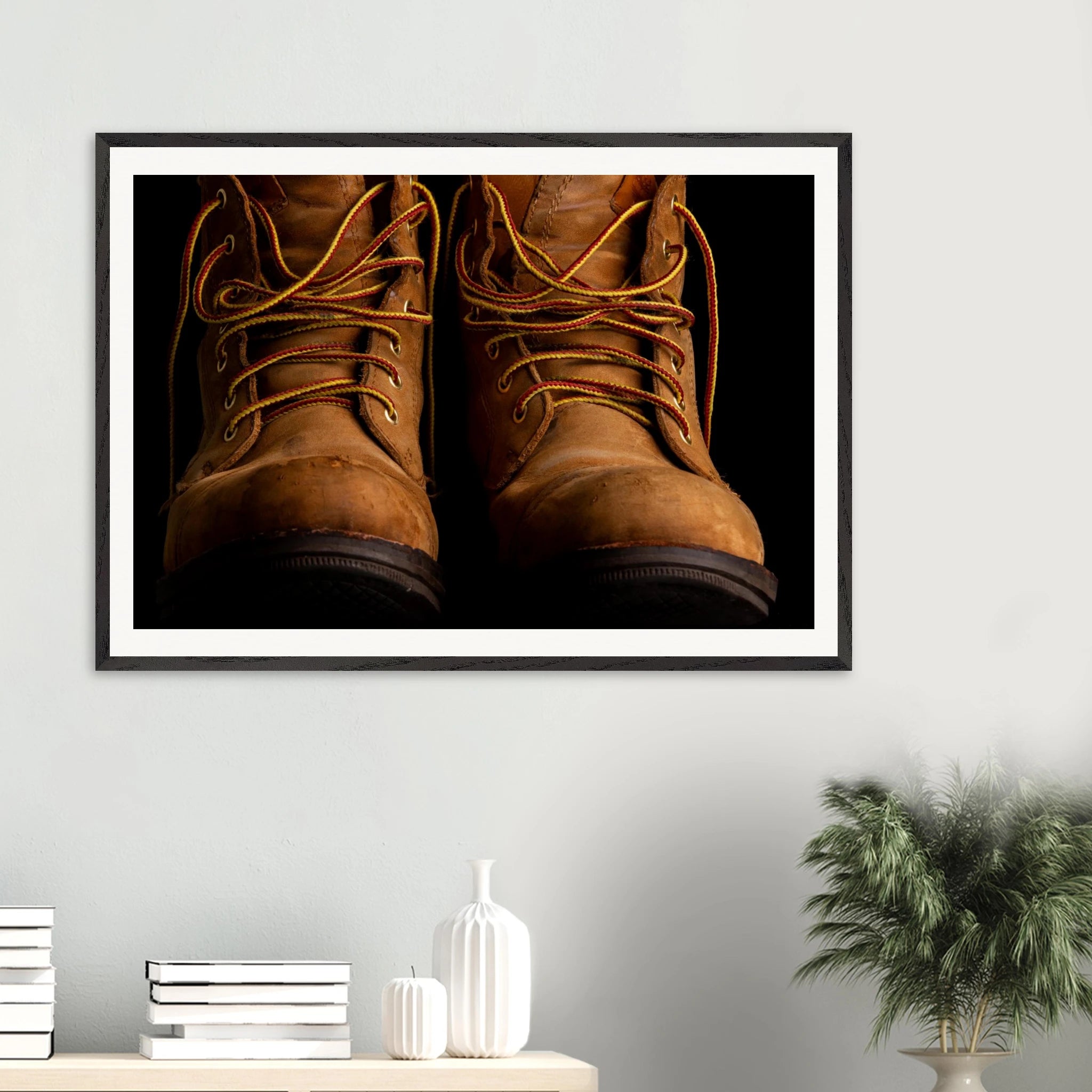 Boots made for walking framed fine art print by Camilo Tobar