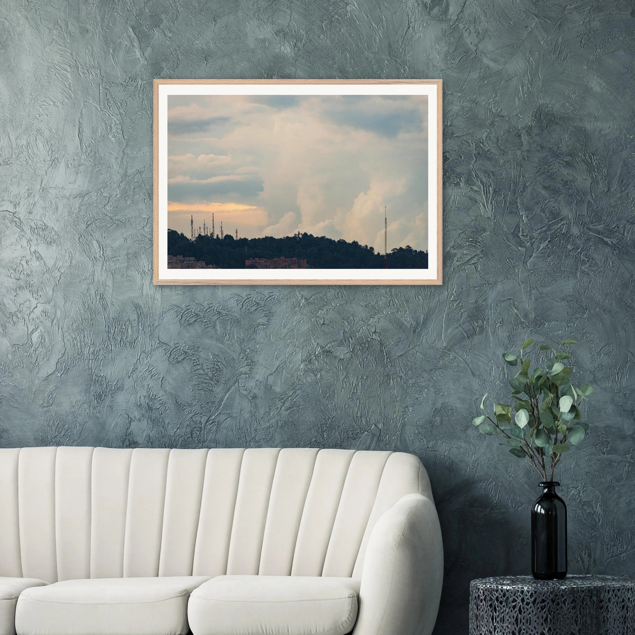 Cloud meets mountain framed print detail – shatterproof plexiglass protection
