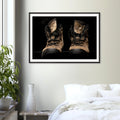 Mountain boots framed adventure fine art print by Camilo Tobar