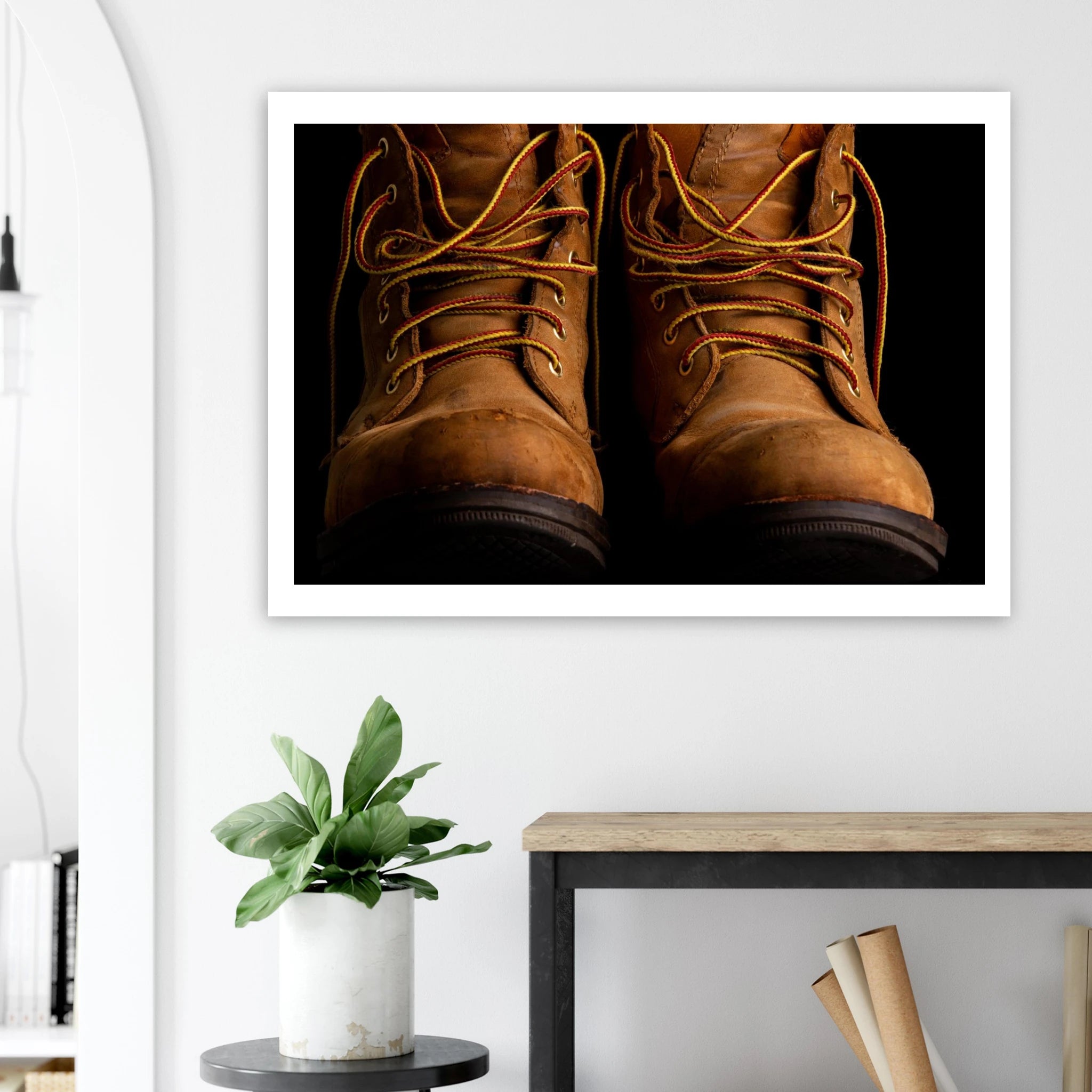 Boots made for walking detail – adventure fine art print on 200gsm paper