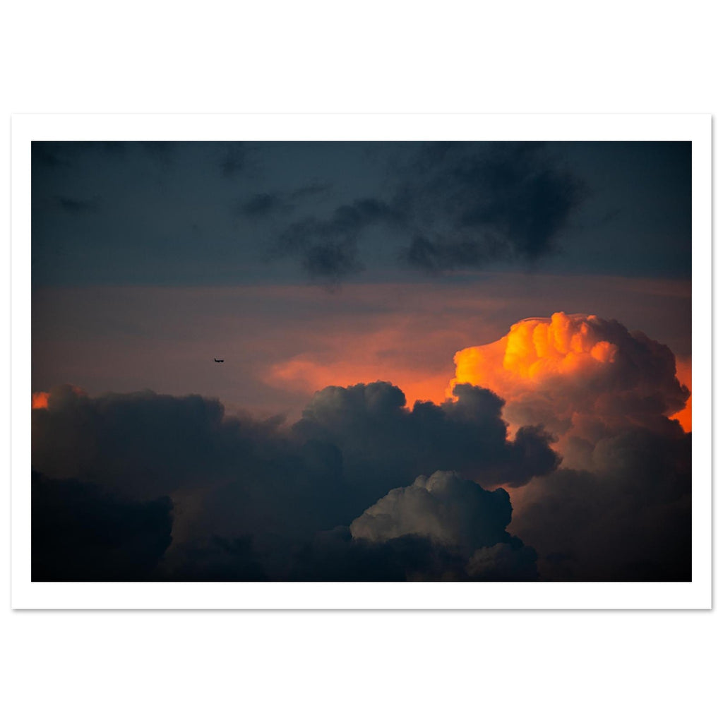 Orange cloud and airplane over Andes Colombia fine art photography print by Camilo Tobar