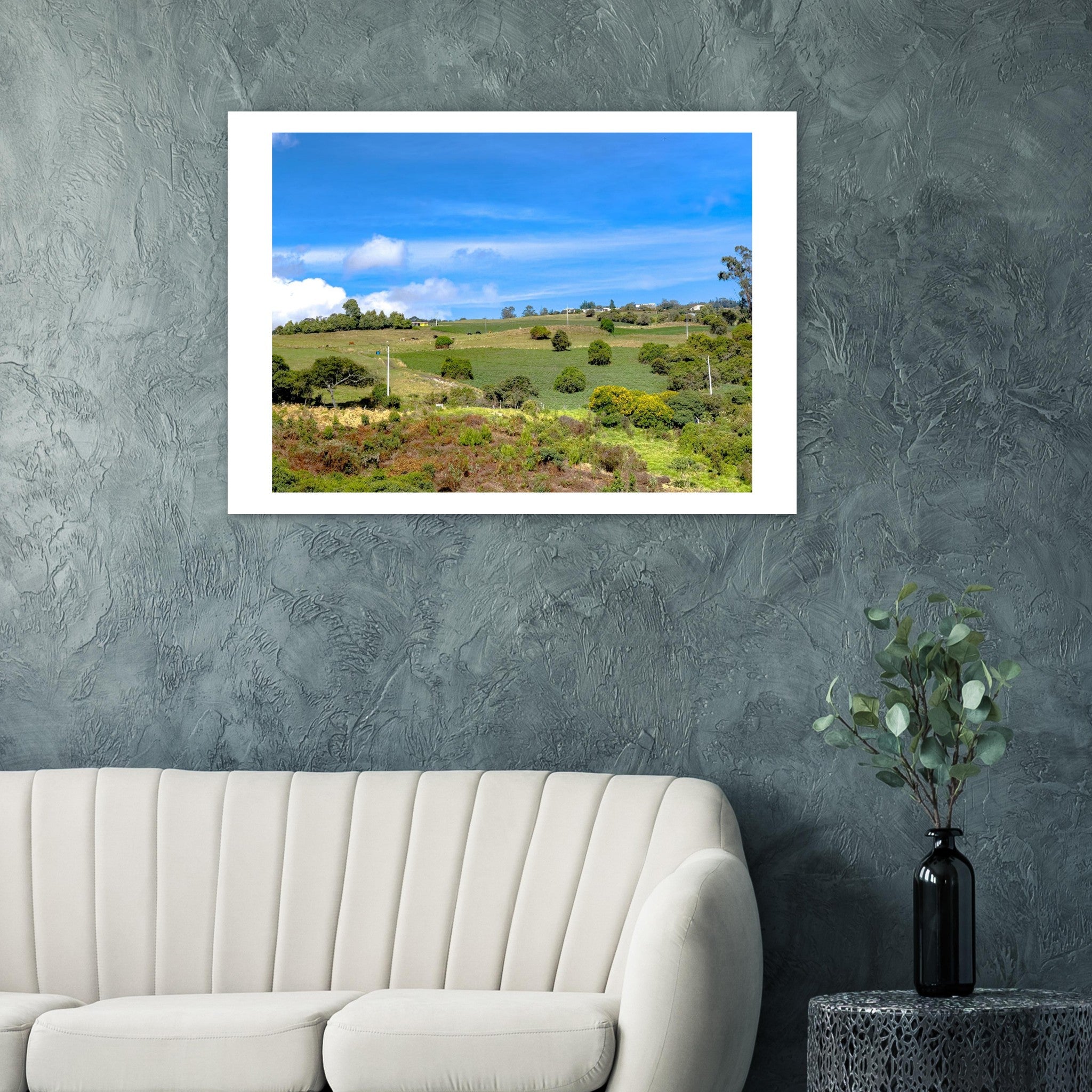 Sopó highlands mountain landscape wall art – framed fine art print in modern interior