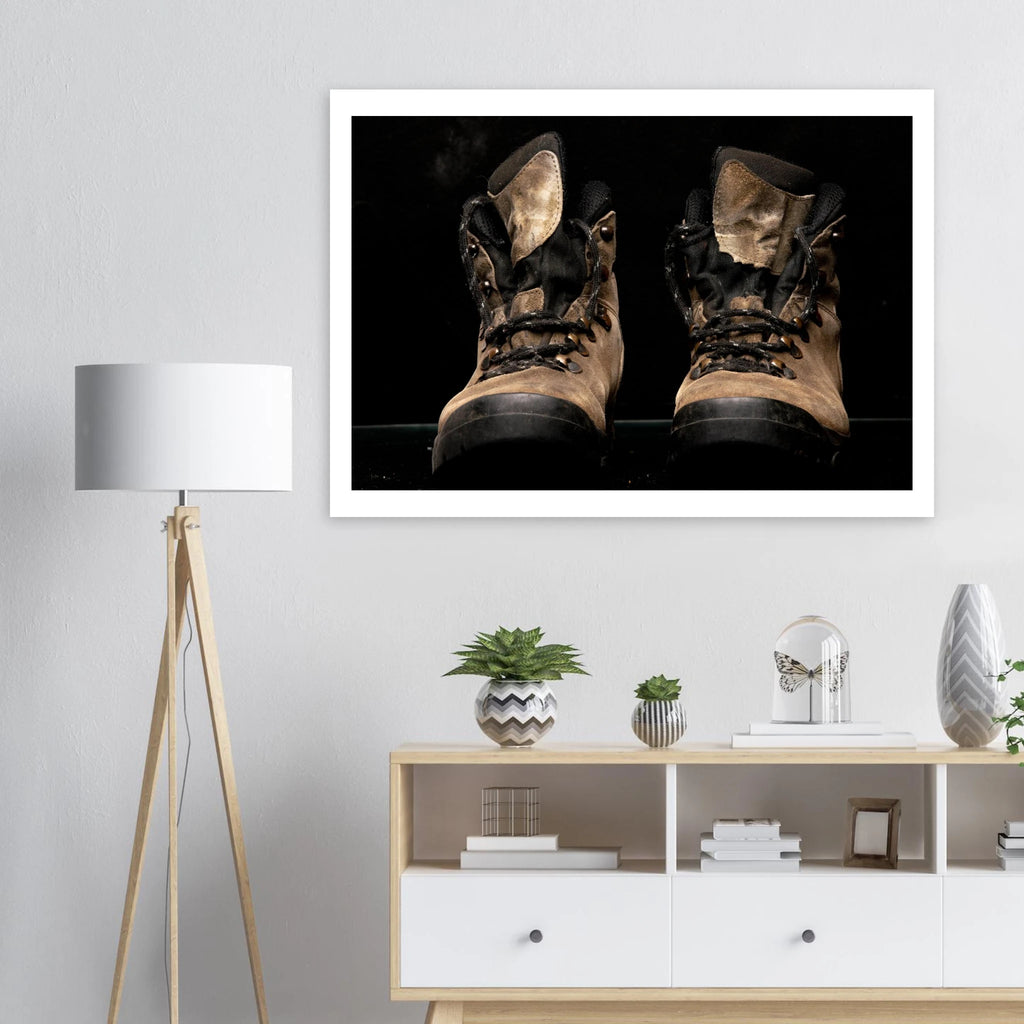 Mountain boots size reference – large format adventure photography print