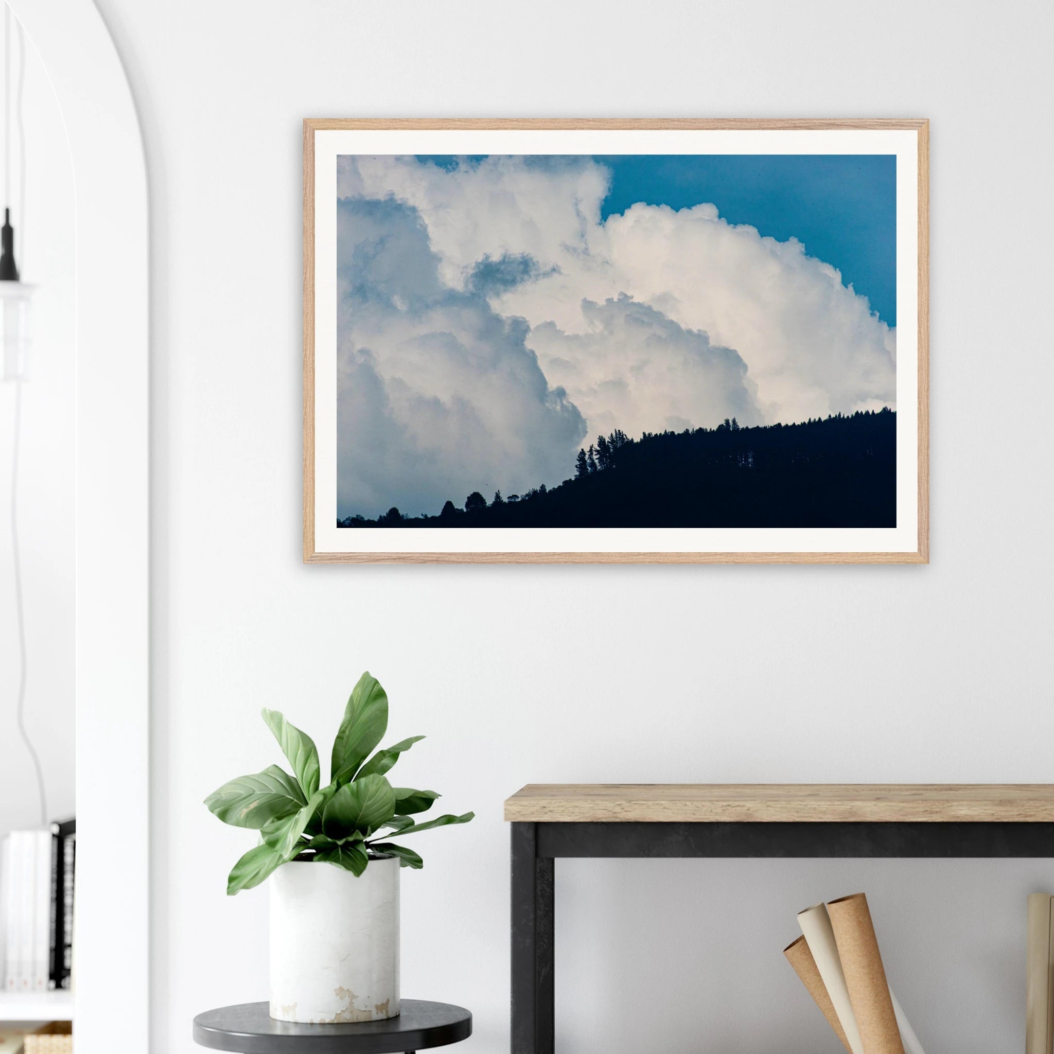 Majestic cloud blue sky framed print detail – shatterproof plexiglass protection