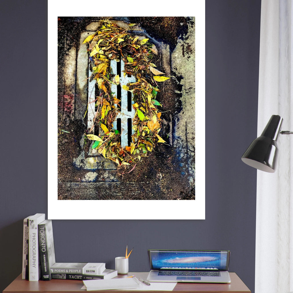 Water organizes leaf wall art – organic nature gicléé print on matte paper