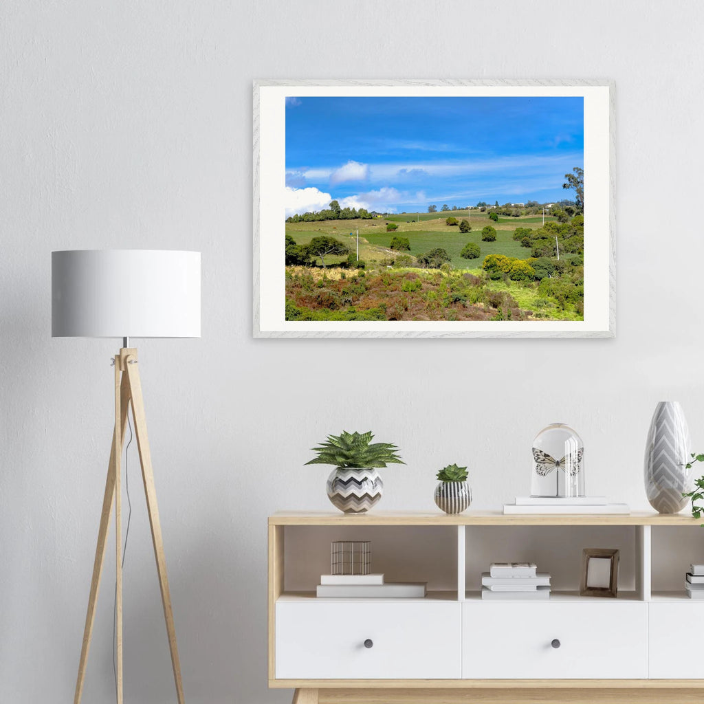 Colombian highland morning Sopó mountain framed fine art print by Camilo Tobar – 70×100cm