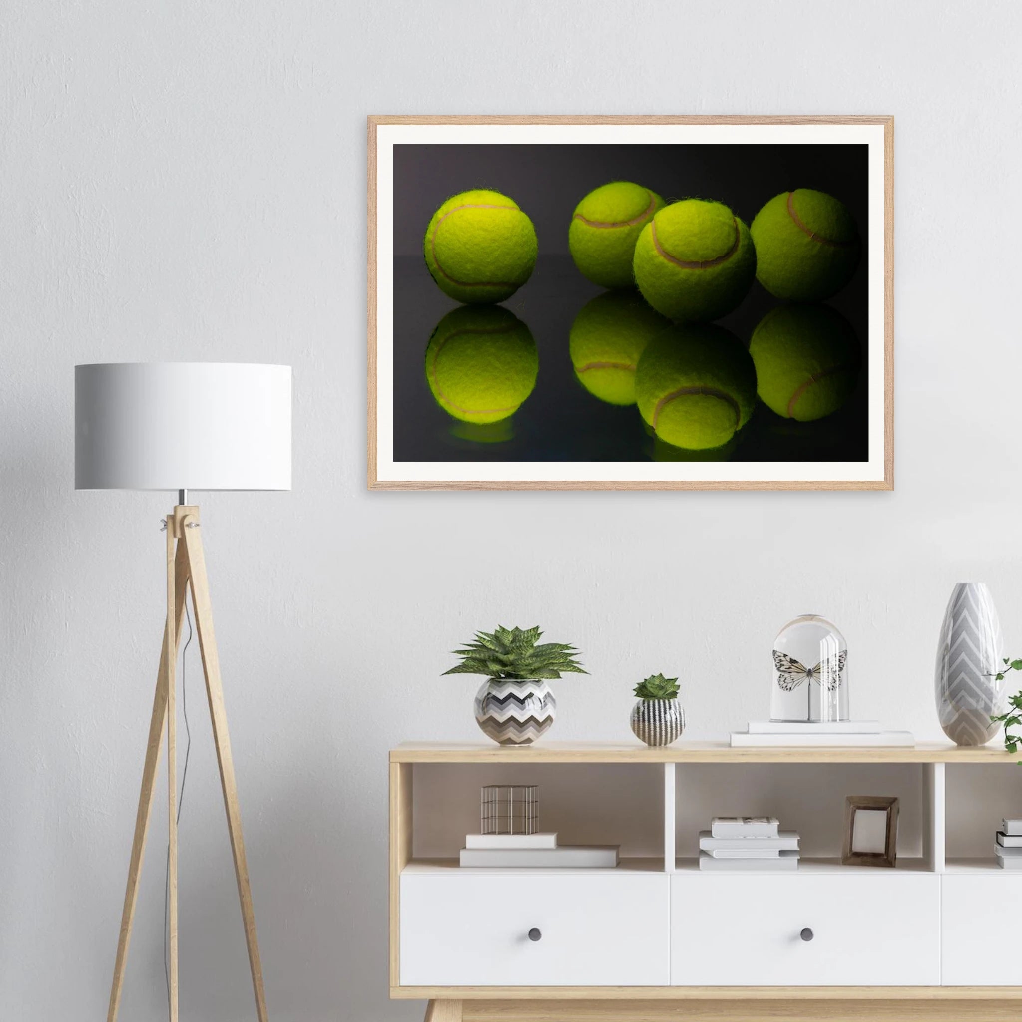 Tennis Ball Communion framed wall art – museum quality matte paper in oak wood frame