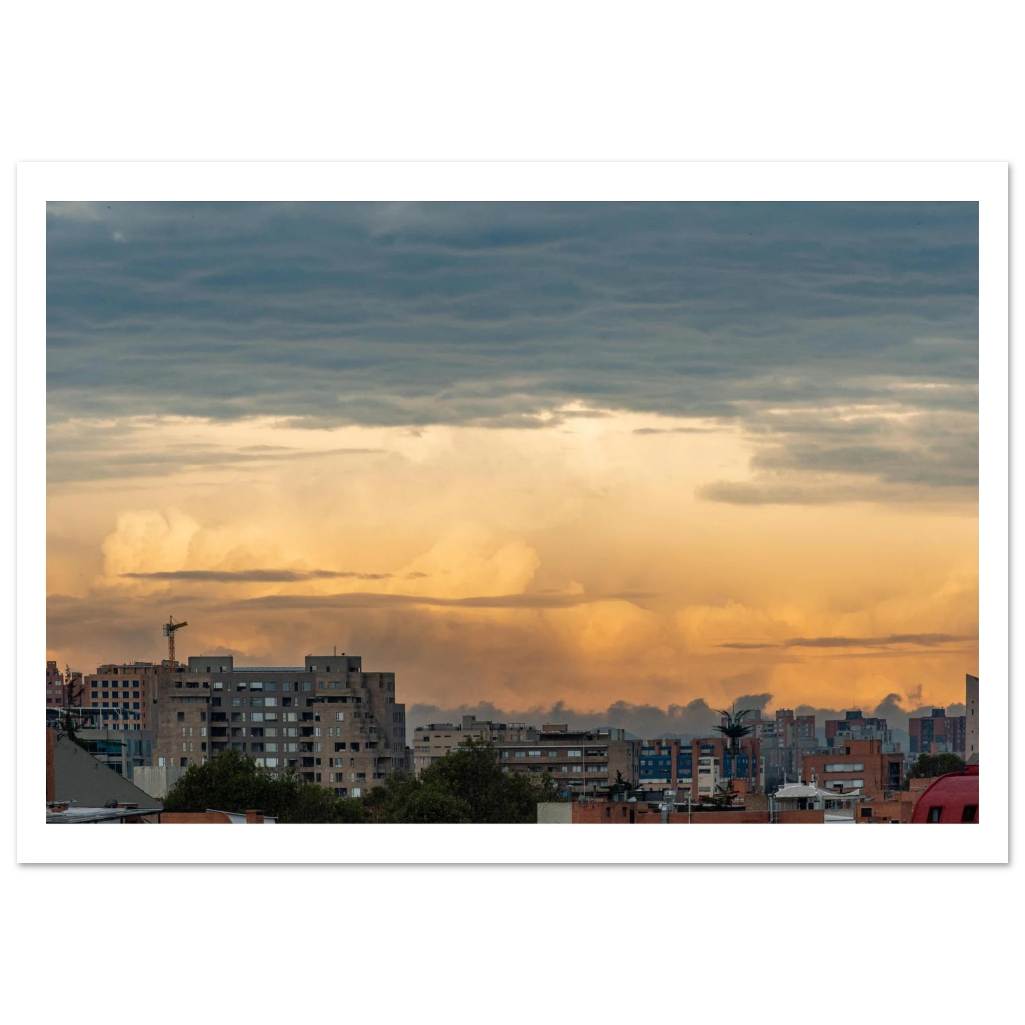 Two color sky vibrant sunset over Bogotá – fine art photography print by Camilo Tobar
