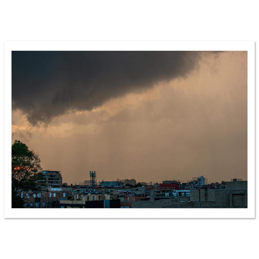 Bogotá storm sunset framed fine art print by Camilo Tobar – dramatic rain cloud over Andes