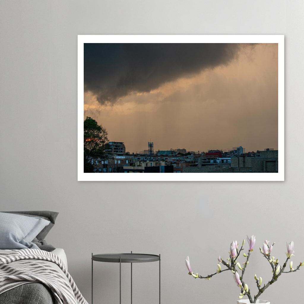 Bogotá storm sunset framed wall art – museum quality matte paper in wood frame