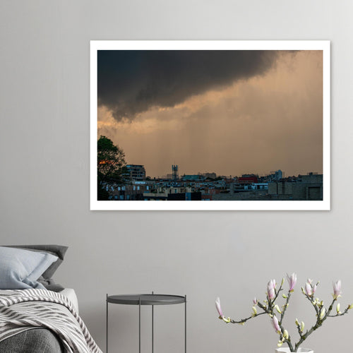 Bogotá storm sunset framed wall art – museum quality matte paper in wood frame