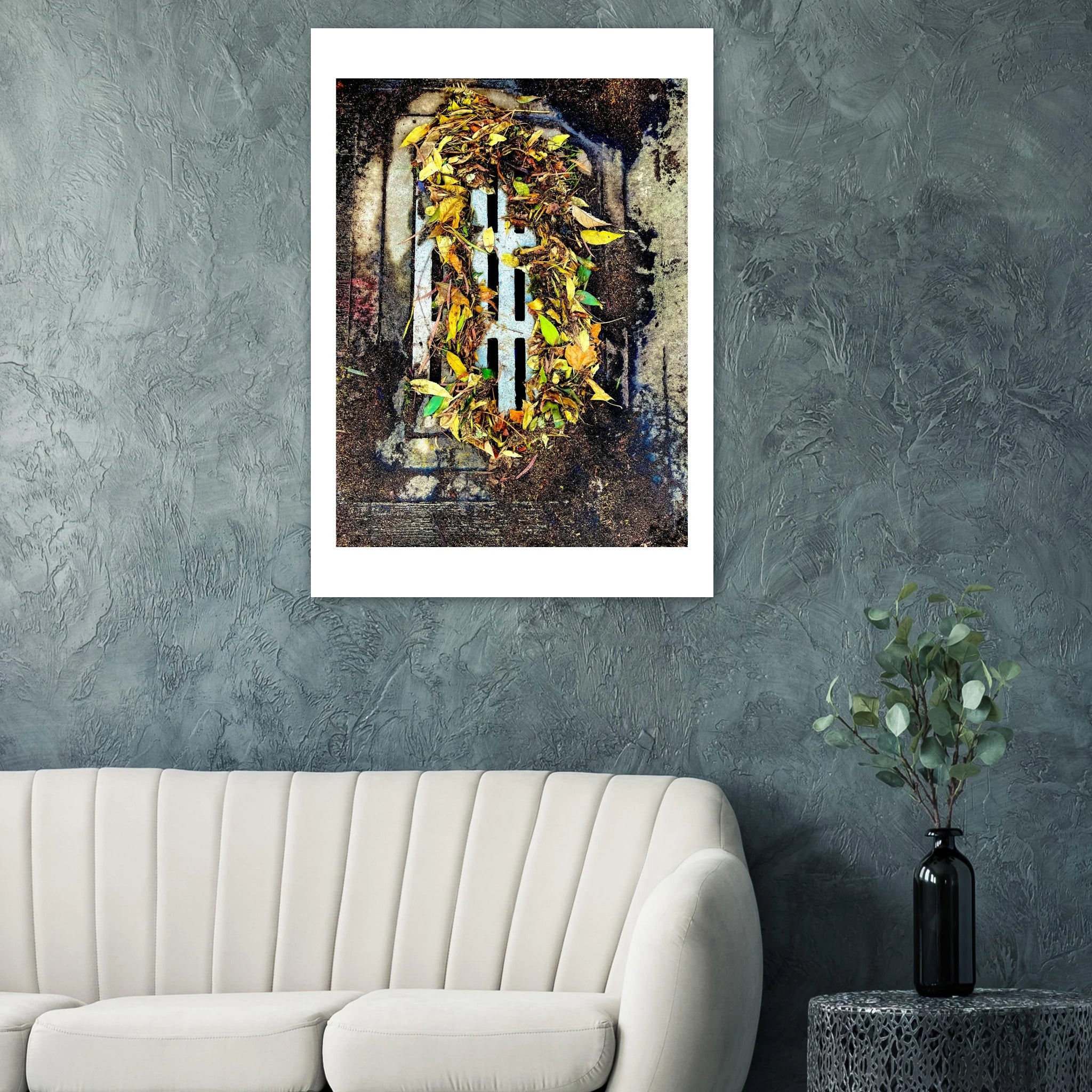 Water organizes leaf detail – macro nature fine art print on 200gsm paper